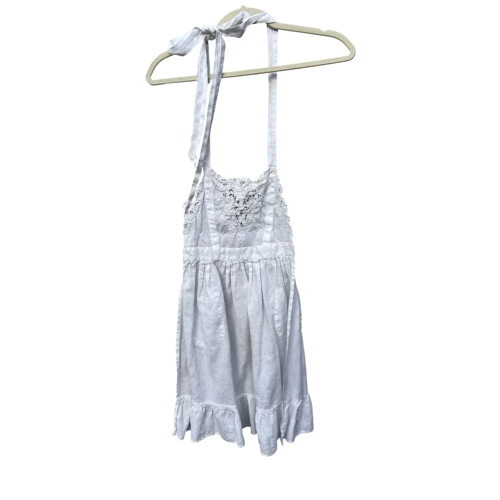 Kids Vintage White Apron Embroidered Cotton Ruffle Pinafore Dress Up Little Girl